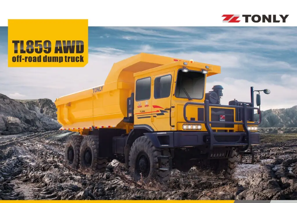Tonly off-road dump truck operating in rugged terrain, designed for heavy-duty use in South Africa’s mining sectors.