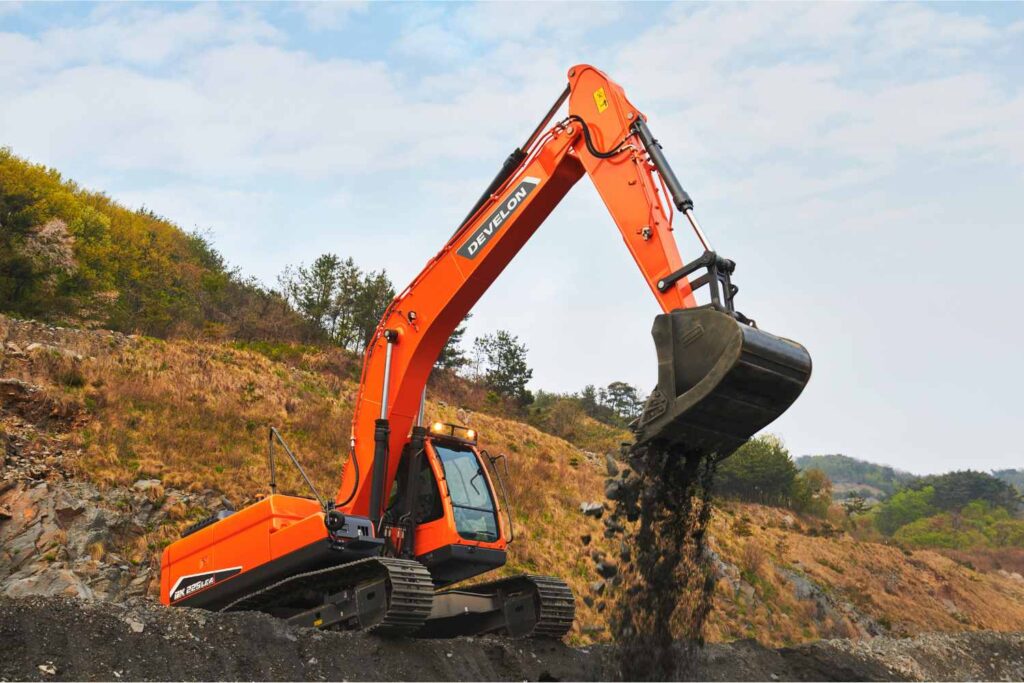 construction machinery manufacturers excavator moving material efficiently on a construction site